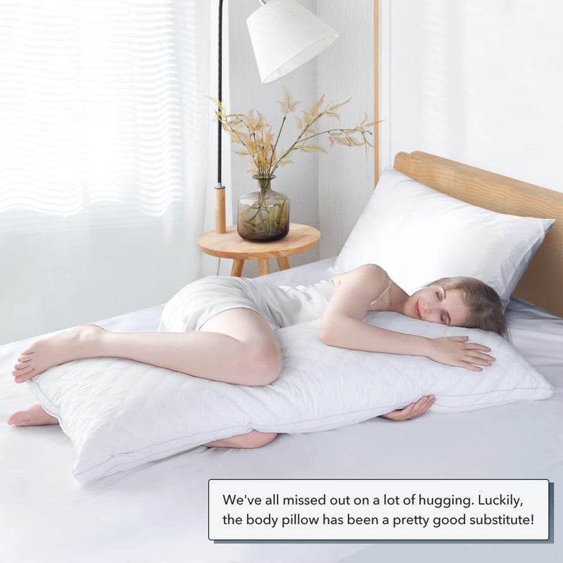 Leeden Body Pillow - Premium White Firm Fluffy Long Pillow - 21 x 54 Soft Plush Full Body Pillows - Adjustable Side Pillow for Sleeping - Image 2